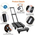 thumbnail image 4 of Moclever Folding Hand Truck, 18.11x12in Heavy Duty Luggage Cart 165LBS Load with 3 Length Telescopic Handle 6 Wheels 1 Elastic Rope for Luggage Travel, Black, 4 of 13