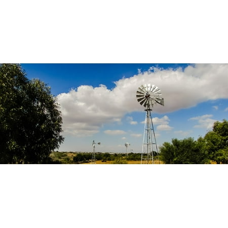 Countryside Windmill - LAMINATED POSTER Wheel Rural Landscape Clouds Countryside Windmill Poster Print 24 x 36