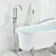 thumbnail image 3 of Chrome Bathtub Floor Mount Faucet Single Handle Mixer Tap 360 Rotation, 3 of 9