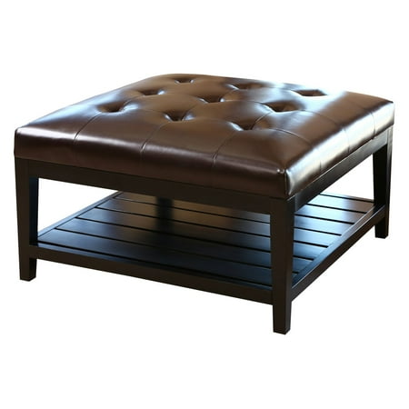 Abbyson Villagio Tufted Leather Square Coffee Table Ottoman Dark - Tufted Leather Coffee Table Brown Abbyson Villagio Tufted Leather Square Coffee Table Ottoman Dark - Tufted Leather Coffee Table Brown