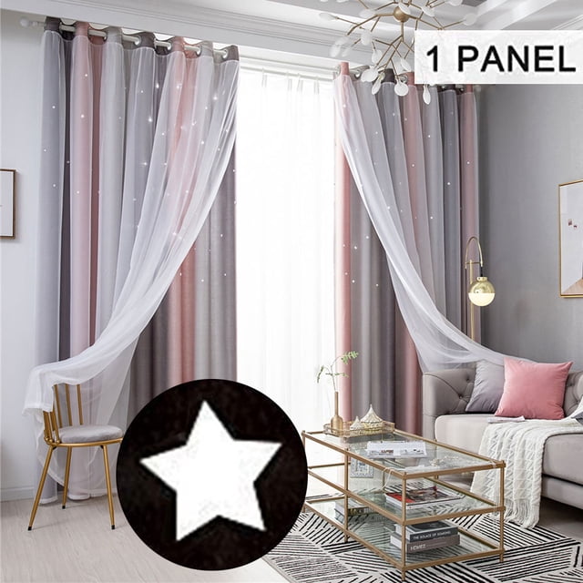 Sexy Dance Blackout Cortina de ventana Ojal Habitación Cortina de oscurecimiento Doble capa Estrella Ahueca hacia fuera Tratamientos de ventana para niños Cortinas de ventana con aislamiento térmico
