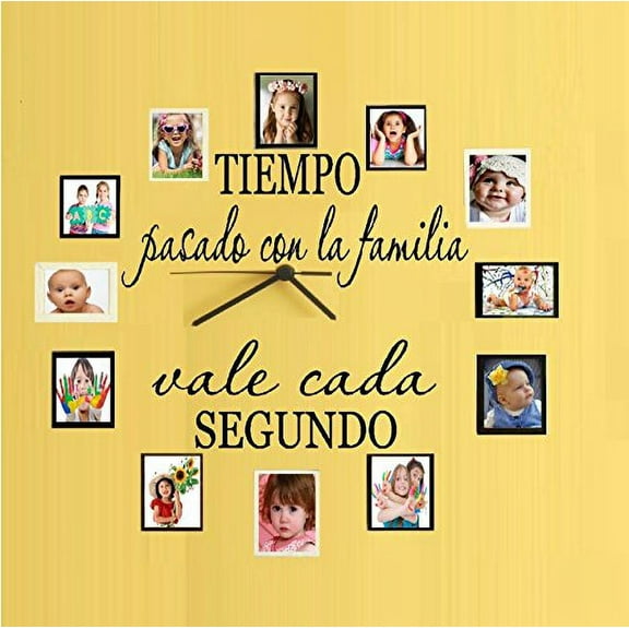 Decal ~ TIME spent with family, is worth every SECOND (Spanish) WALL DECAL, 7" X 18" AND 4" X 13"
