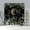 thumbnail image 4 of Moon Phase Shower Curtain Set Gothic Flower Eucalyptus Leaves Bathroom Curtain Celestial Decor Waterproof Fabric Shower Curtain with 12 Hooks 72x72 Inches, 4 of 5