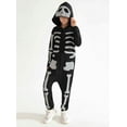 thumbnail image 4 of GYRATEDREAM Kids Halloween Skeleton Costume Boys Girls Glow in the Dark Skull Jumpsuit with Hood 3-12T, 4 of 10