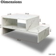 thumbnail image 2 of JOYSOURCE Coffee Table White forLiving Room with LED Lights 35x22x16'' Modern Coffee Table Unique Minimalist Center Table 2-Tier Industrial Rectangle Coffee Table for Small Spaces White Marble Finish, 2 of 9