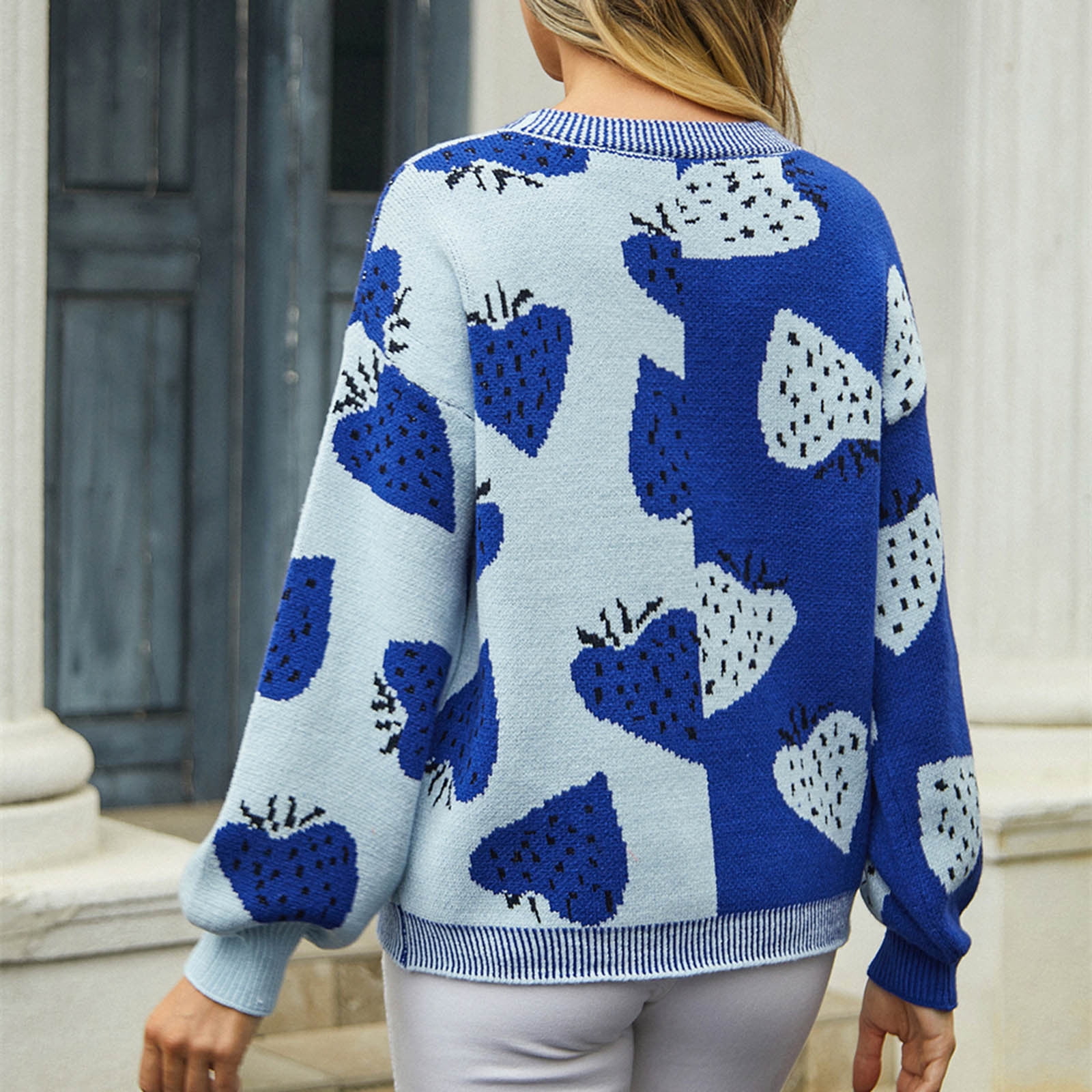 Tbopshirt Womens Sweaters,Fall Knitted Sweaters for Women,Floral Cropped Cardigan Long Sleeve Open Front Print Knit Sweaters Casual Outerwear