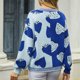 thumbnail image 4 of Suéter de cuello redondo para mujer, cárdigan corto floral, suéter de punto con estampado frontal abierto de manga larga de otoño, prendas de vestir exteriores informales, tops para mujer, 4 of 5