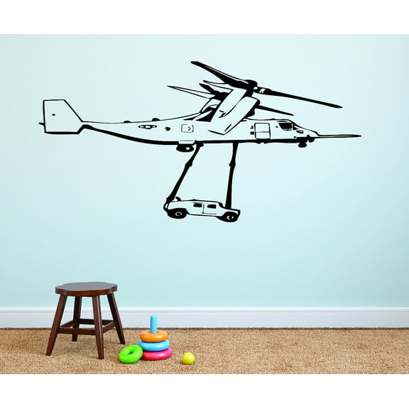 Decal Wall Sticker : Army War Rescue Airplane Silhouette 16x24 Inches