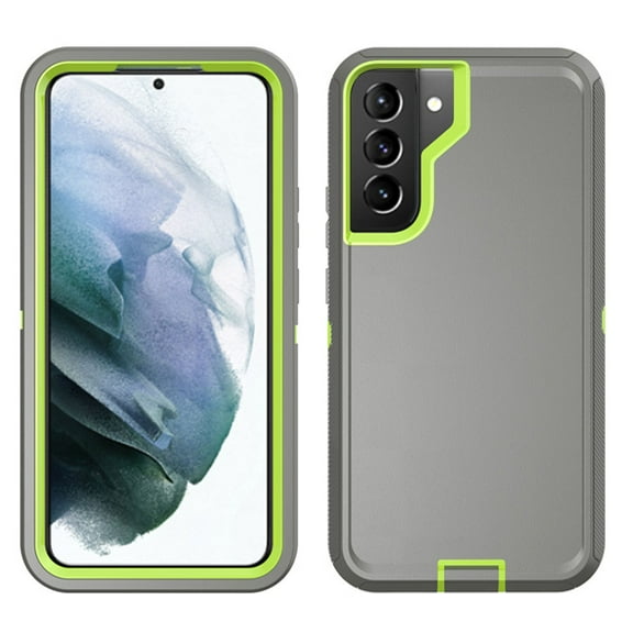 Samsung Galaxy S22 Heavy Duty Defender Rugged Belt Clip Holster Case with Clip - Gray/Green