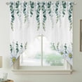thumbnail image 2 of Daisy Eucalyptus Swag Curtains for Kitchen/Bedroom/Living Room, Farmhouse Weeping Botanical Scalloped Curtains 63 Inch Long, Rod Pocket Window Swag Topper Curtains Valances 2 Panels Set 36"x63", 2 of 8