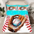 thumbnail image 2 of Feelyou Cartoon Baseball Bed Sheets, Eat Sports Sleep King Sheets, 4-Piece, 2 of 7