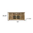 thumbnail image 3 of 70" Brown Solid Wood Cabinet Enclosed Storage Distressed TV Stand, 3 of 7