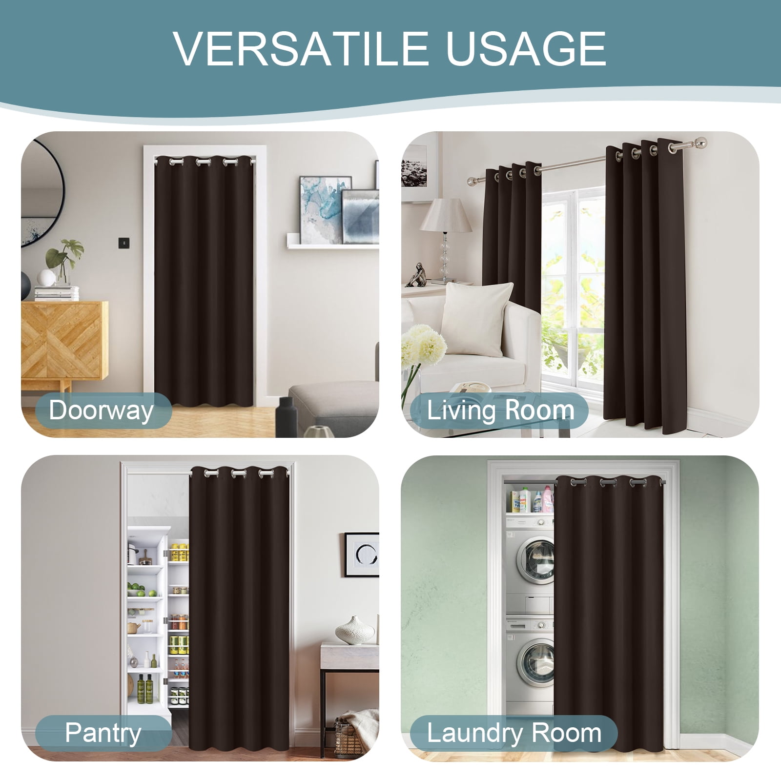 DONGPAI Blackout Curtains for Doorways and Closets, Privacy Door Curtain Room Divider Thermal Insulated Door Curtain, 1 Panel, 52" x 96", Brown