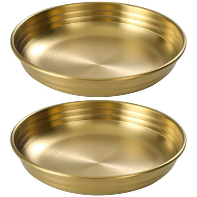2 platos de acero inoxidable para salsas, encurtidos, condimentos y salsas multifunción.