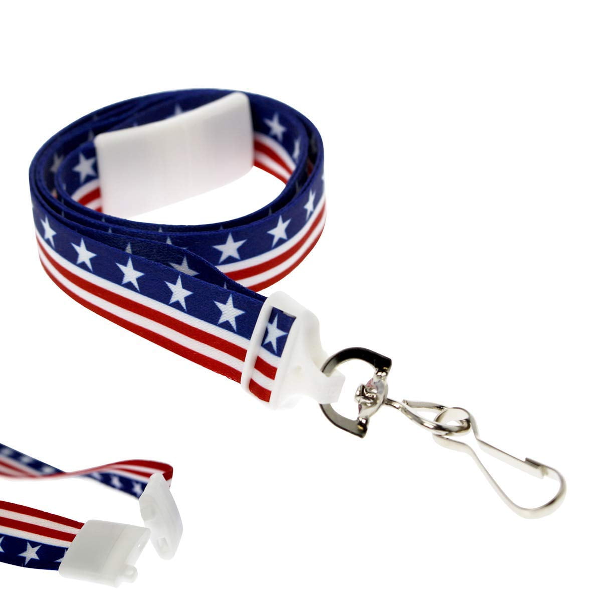 Bulk 100 Pack American Flag Lanyard for ID Badges & Keys Patriotic