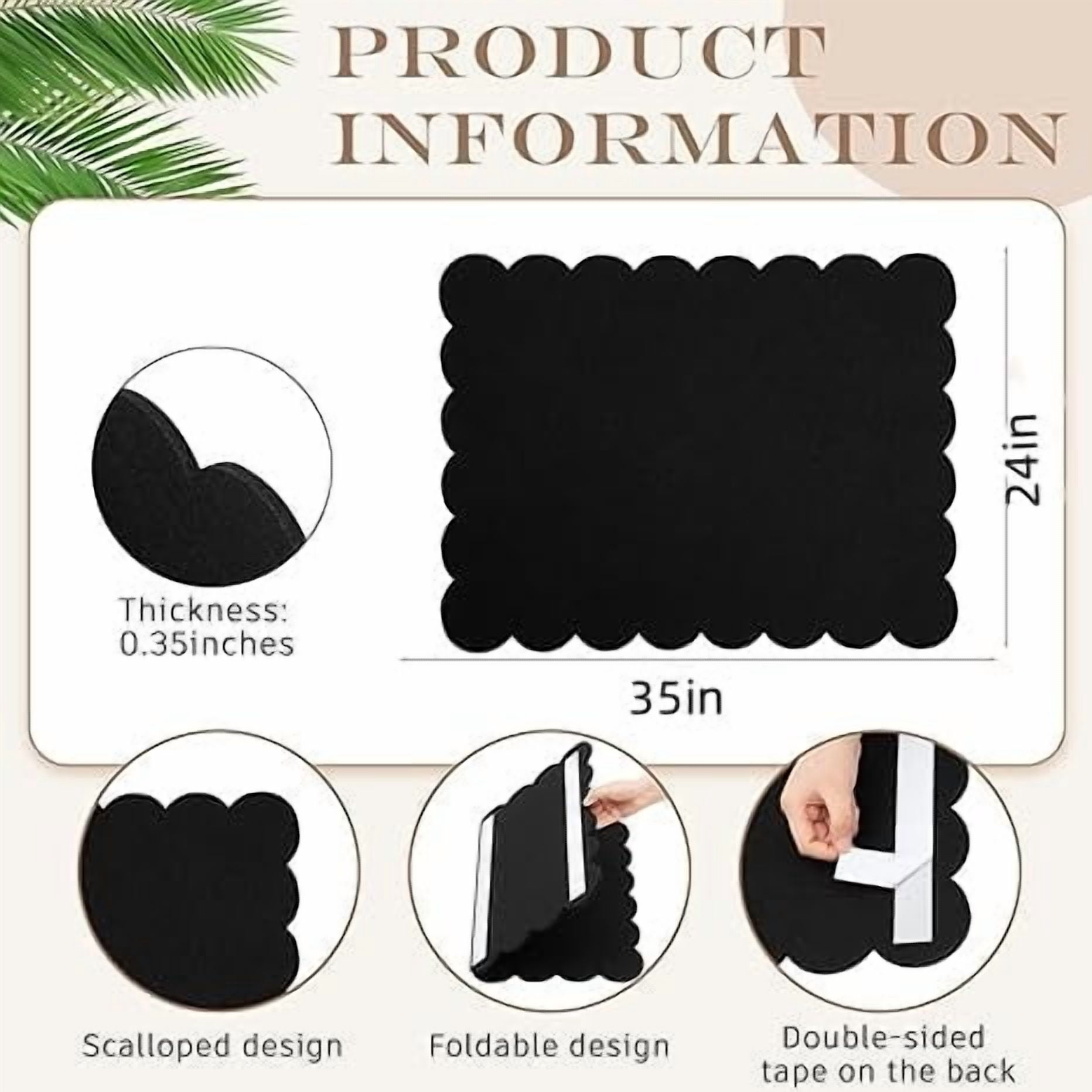 Bulletin Board, Decorative Felt Pin Board, Felt Foldable Board for Wall, Photo Board for Home Office, Black , 35" x 24"