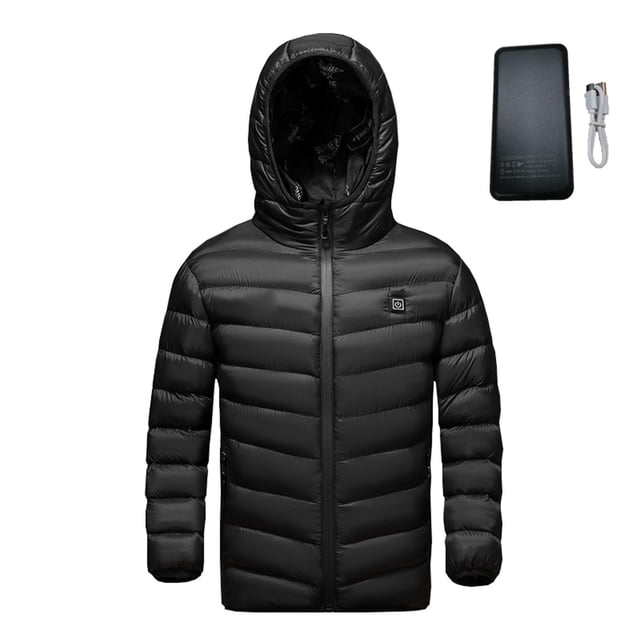 Kids Heated Jacket Includes Power Bank Usb Intelligent Constant Temperature Heated Windproof Plus Size Coat for Children Winter 3 Heated Jacket Coat Black 6T