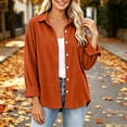 thumbnail image 4 of VBVC Women's Corduroy Button Down Shirt , Ladies' Long Sleeve Collared Blouse , Fall Winter Work Tops For Women, S-2XL, 4 of 6