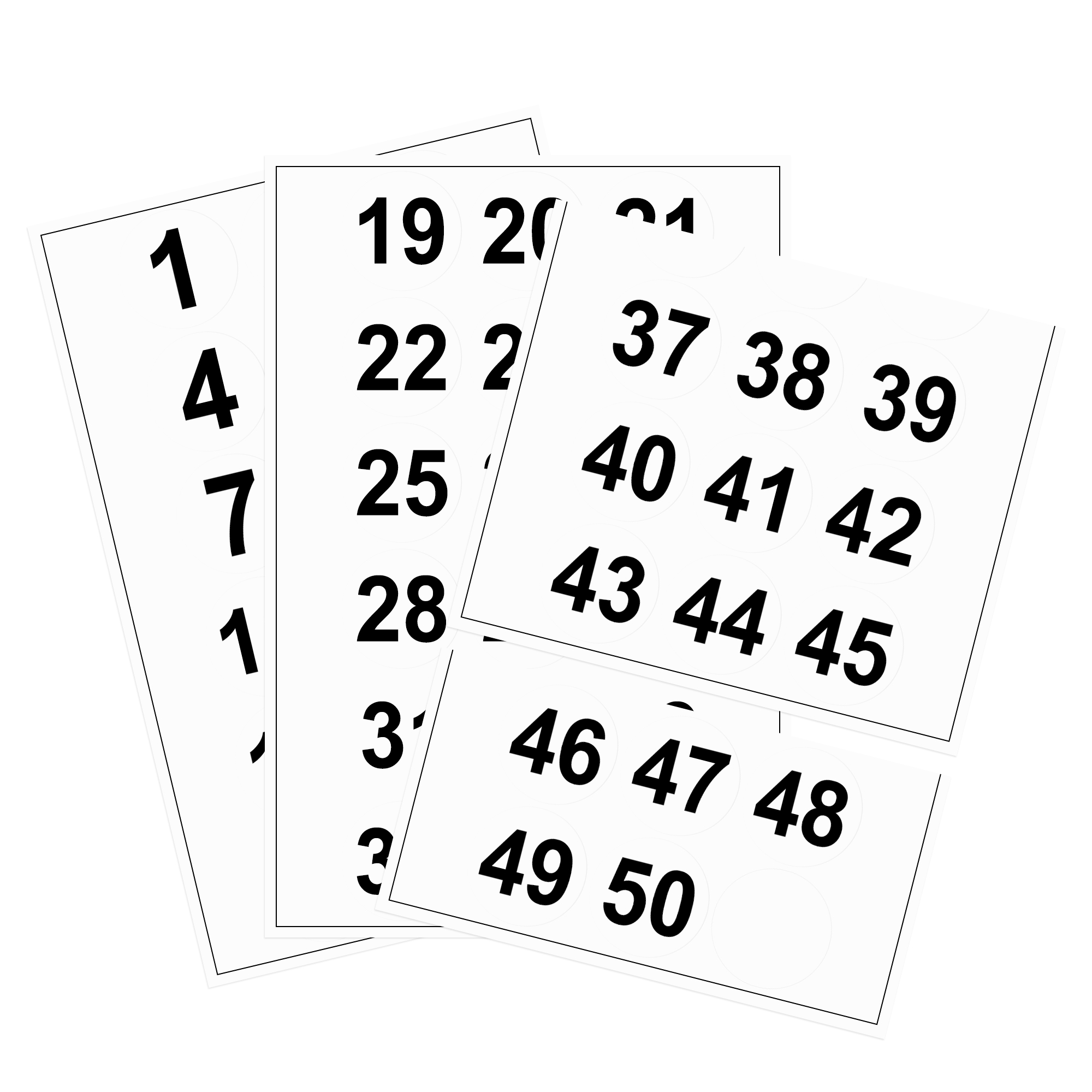 Uxcell 75mm Dia Pvc Round Number Stickers Number 1 50 White