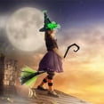 thumbnail image 4 of Decoración de Halloween: Bruja con Escoba Voladora y Sombrero. Accesorios para Disfraces de Baile de Máscaras y Fiestas de Fantasmas. | Plástico + Hilo de Red | Incluye 1 Bruja y 1 Escoba., 4 of 6