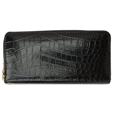 Croco Pocket - New Croco Design Shiny Zip Around Ladies Wallet 12-11876-10 (C)