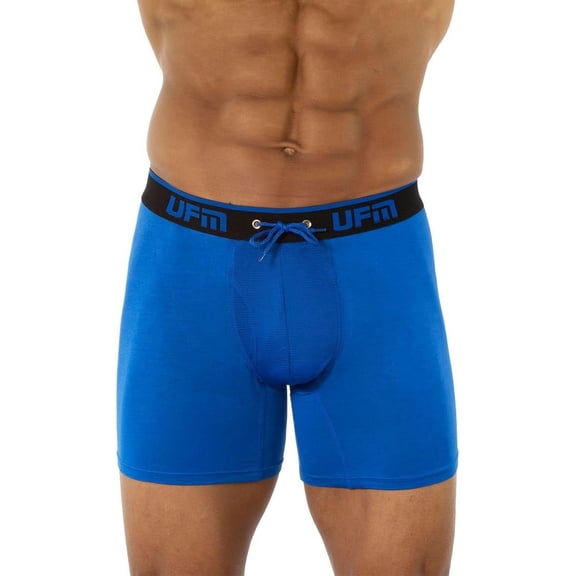 UFM Mens Bamboo Boxer Brief w/Patented Adjustable Support Pouch Regular Support Royal Blue