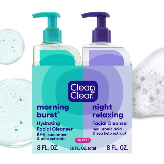 Clean & Clear Day & Night Face Cleansers, 2 Pack, 2 x 8 fl. oz