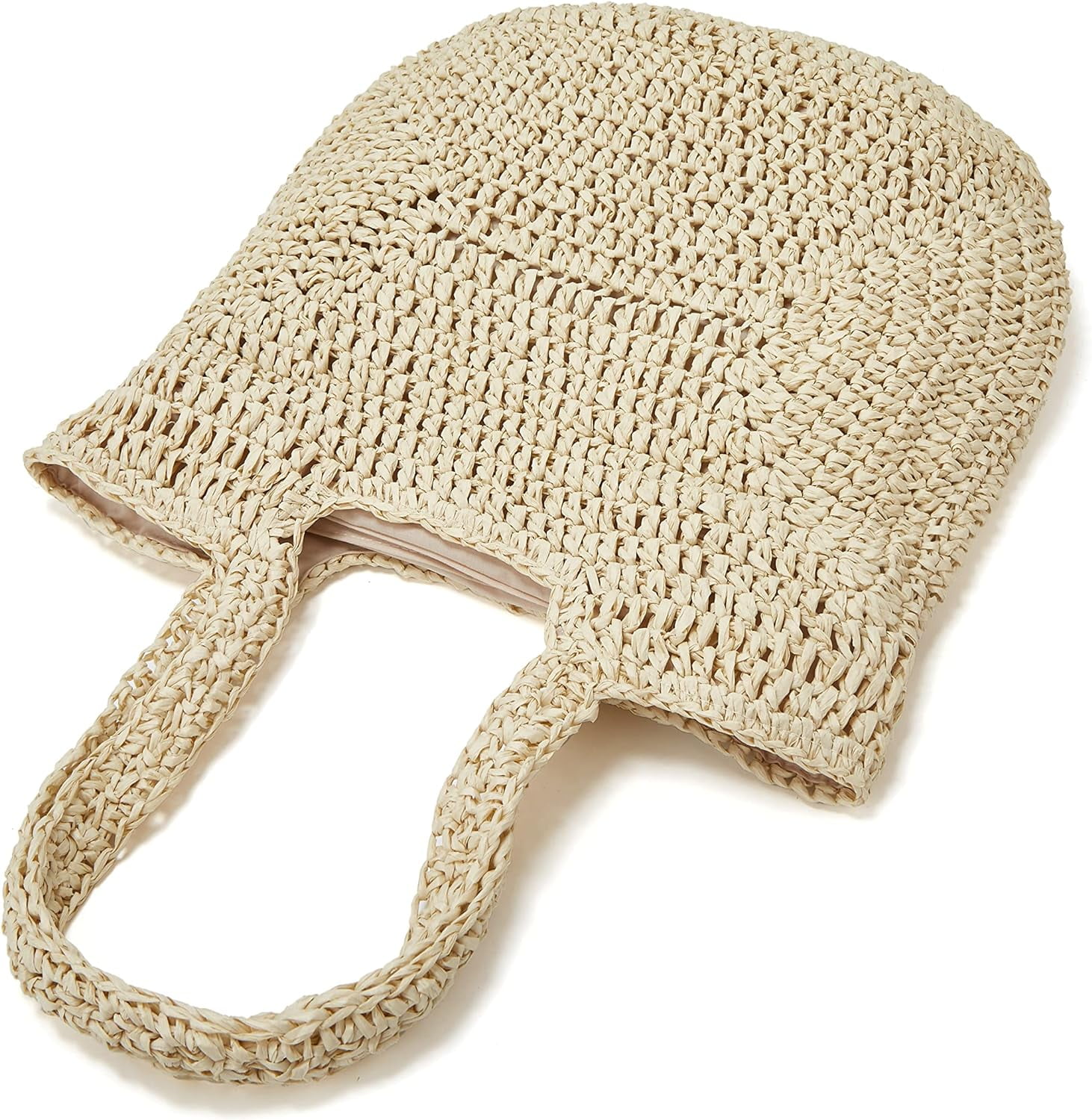 Kukuzhu Straw Tote Bag for Women Woven Beach Handbag Handmade Crochet Casual Straw Shoulder Bags Summer Bohemian Hobo Bags