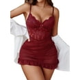 thumbnail image 3 of Avidlove Women Sexy Lingerie Lace Chemise Nighty with Underwire Support Ruffle Hem Nightgown, 3 of 4