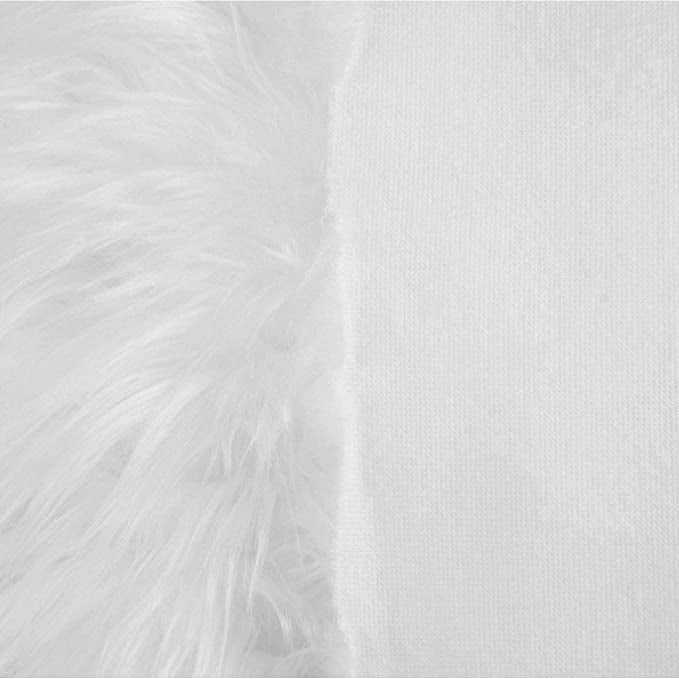 FabricLA Shaggy Faux Fake Fur Fabric - Half Yard White