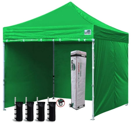 Eurmax Canopy 10' x 10' Kelly Green Pop-up and Instant Outdoor Canopy with 4 Zipper Sidewalls