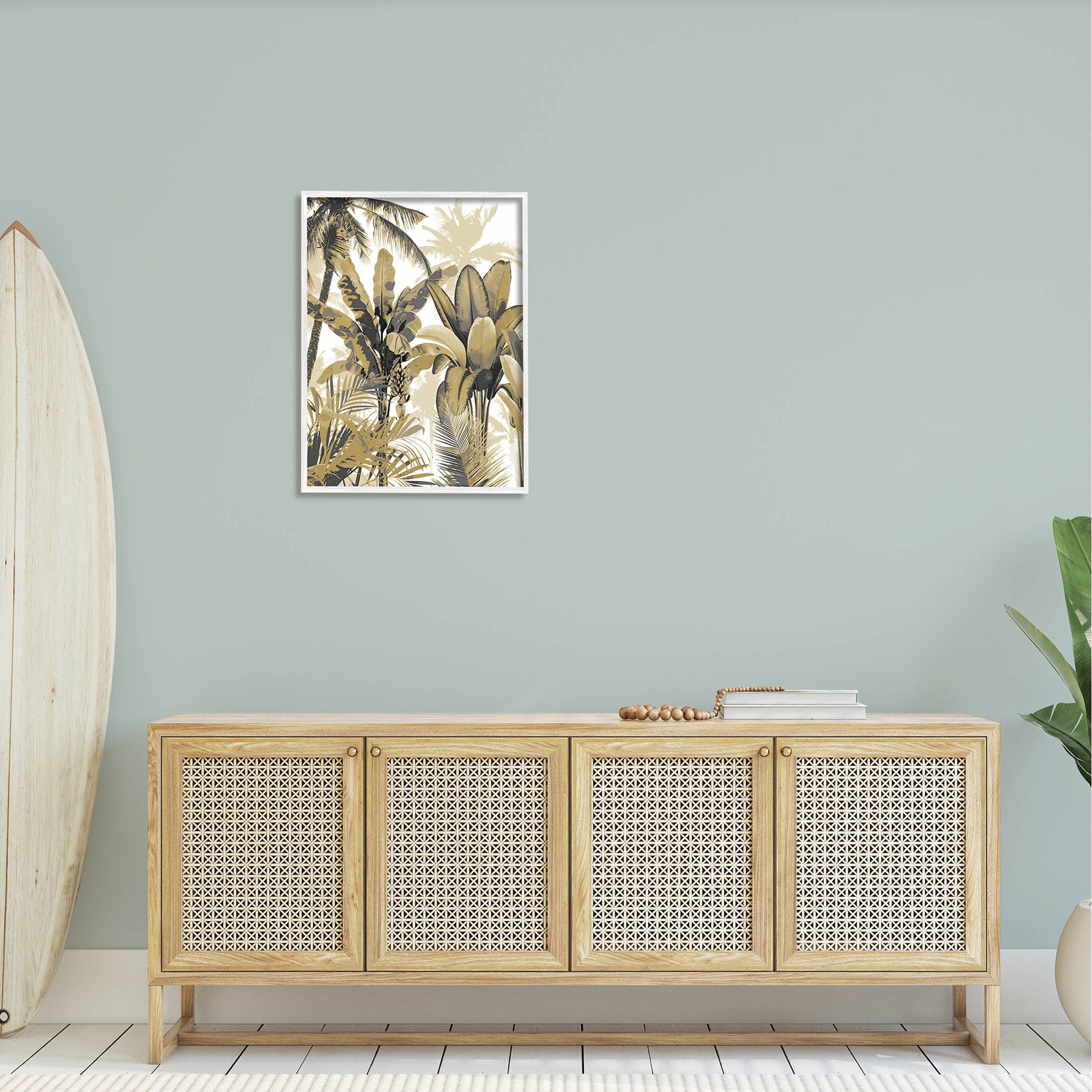 Tropical Varied Layered Palms Botanical & Floral Graphic Art White Framed Art Print Wall Art