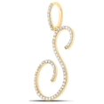 thumbnail image 2 of 10kt Yellow Gold Womens Round Diamond S Initial Letter Pendant 3/8 Cttw, 2 of 2