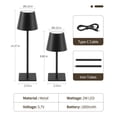 thumbnail image 7 of UME 3 Pack Cordless Table Lamp, Rechargeable Waterproof Outdoor Table Lamps With 3 Color Temps and Stepless Dimming for Dinner Desk Cafe, Black, 7 of 7