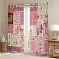 thumbnail image 2 of Cowgirl Western Curtains For Bedroom, Cow Print Horse Shoe Curtains & Drapes Wild Western Country 30%-50% Blackout Curtains,Cactus Pink Patchwork Window Treatments 42Wx84L, 2 Panels, 2 of 5