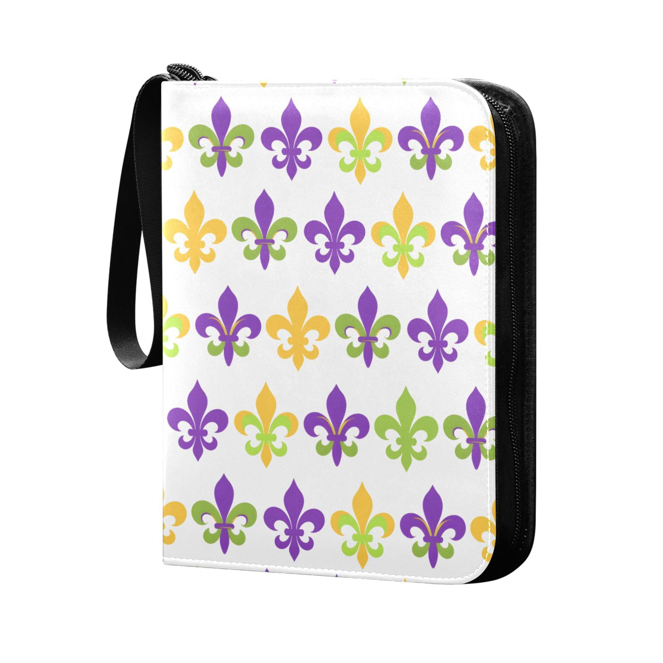ALAZA Mardi Gras Flower Trading Card Binder 4 Pocket Cards Collection Album 400 Folder Holder