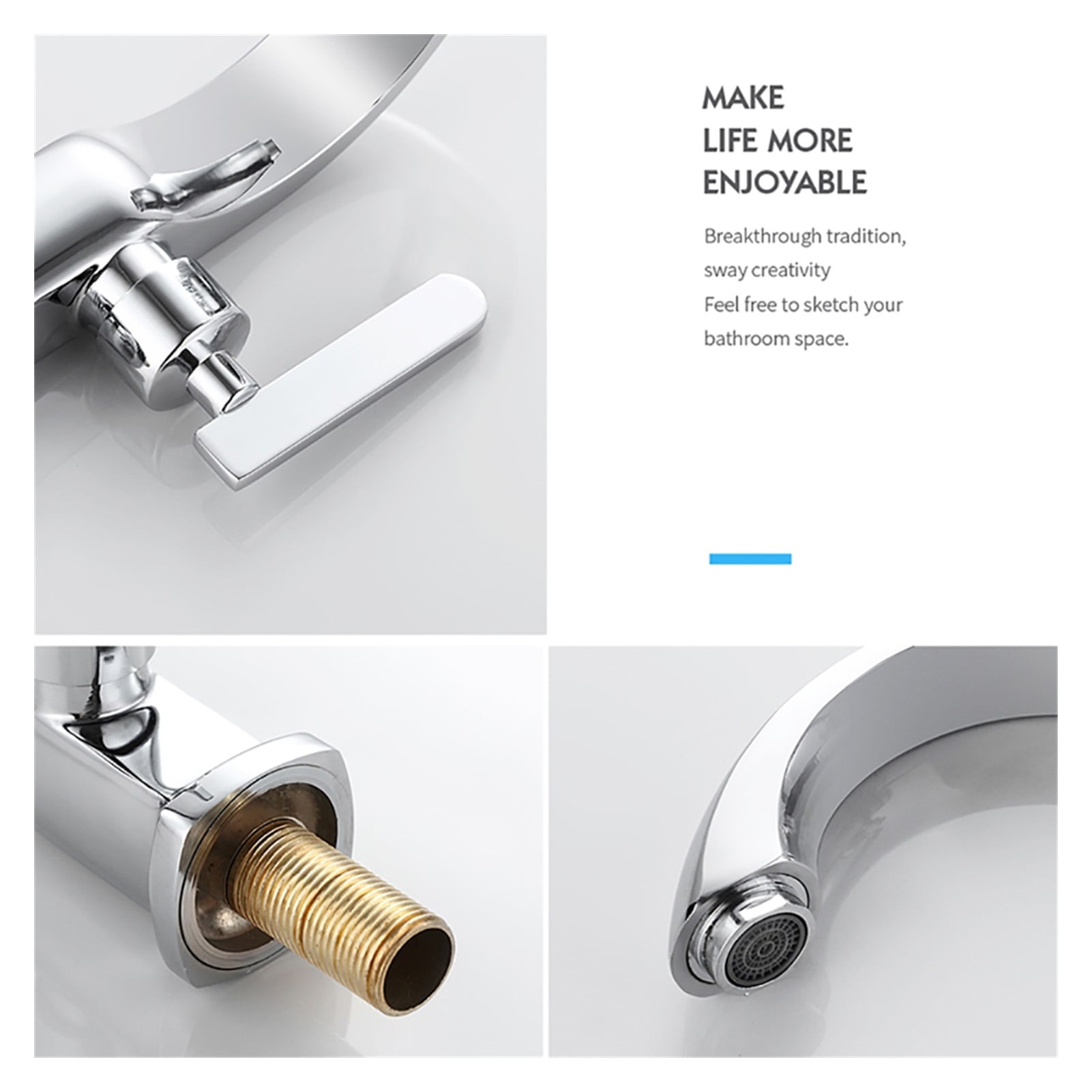 Chrome Bathroom Basin Copper Tap Single Handle Spout Sink Bath Cold Water Faucet Home Garden Supplies for Kitchen ,360° Swivel Spout