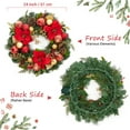 thumbnail image 4 of 24" Prelit Christmas Wreath Battery Operated Lighted Xmas Wreath with Red Gold Balls  for Front Door Fireplace Wall Window, 4 of 8