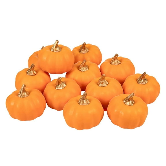 Clearance Sale | 12 Pack Artificial Foam Pumpkins, Realistic Fall Decor for Thanksgiving and Halloween Display, Yellow