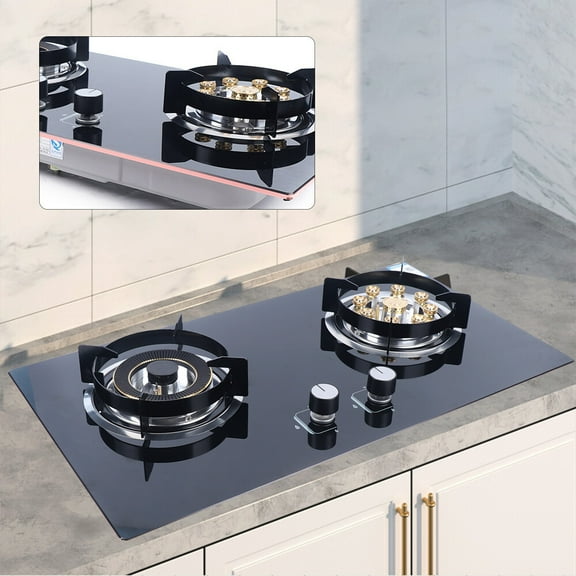 Kitchen Natural Gas Cooker Gas Cooktop Stove Top 2 Burners Built-in NG Gas Stove used in Home Kitchens, Homestays, and Other Places.