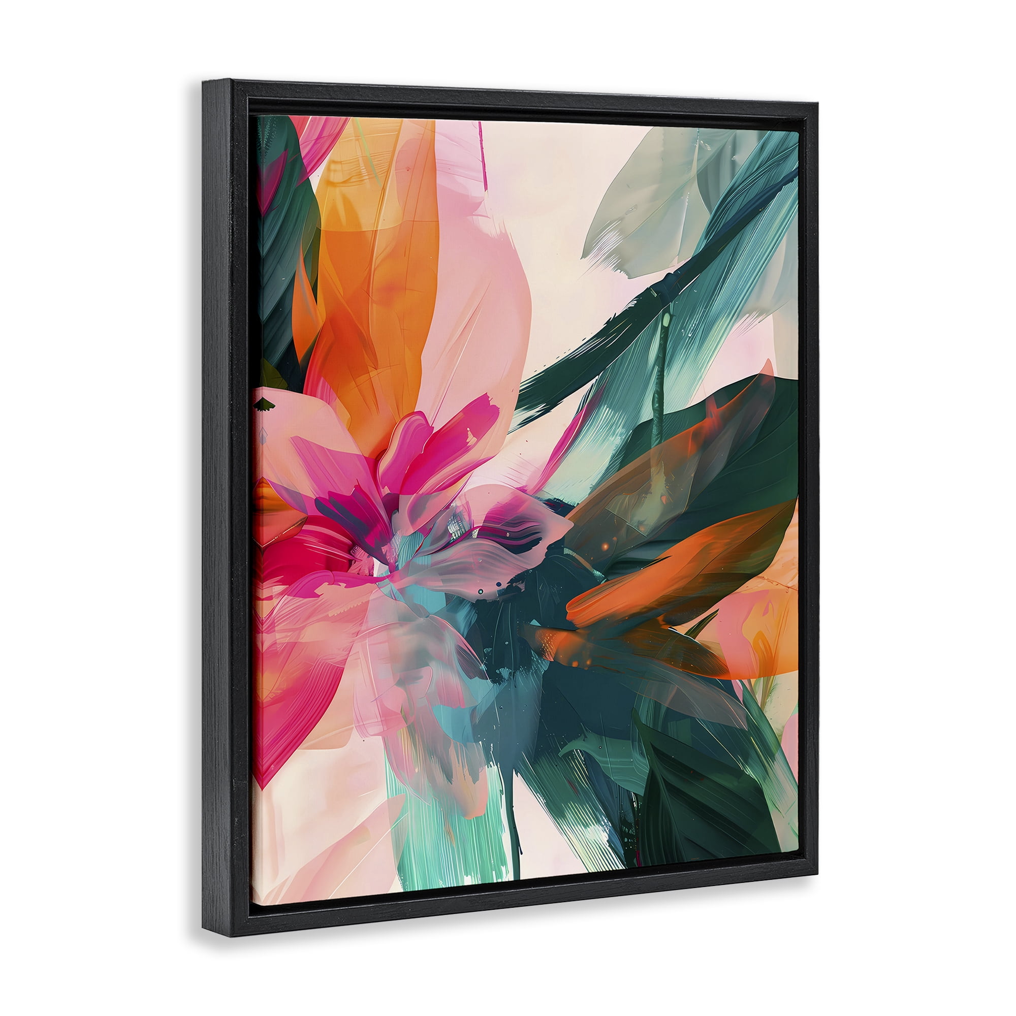 Stupell Industries Streaked Opaque Abstract Abstract Painting Black Floater Framed Canvas Art Print Wall Art, 17 x 21
