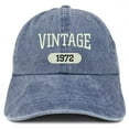 thumbnail image 1 of Trendy Apparel Shop Vintage 1972 Embroidered 46th Birthday Soft Crown Washed Cotton Cap - Navy, 1 of 2