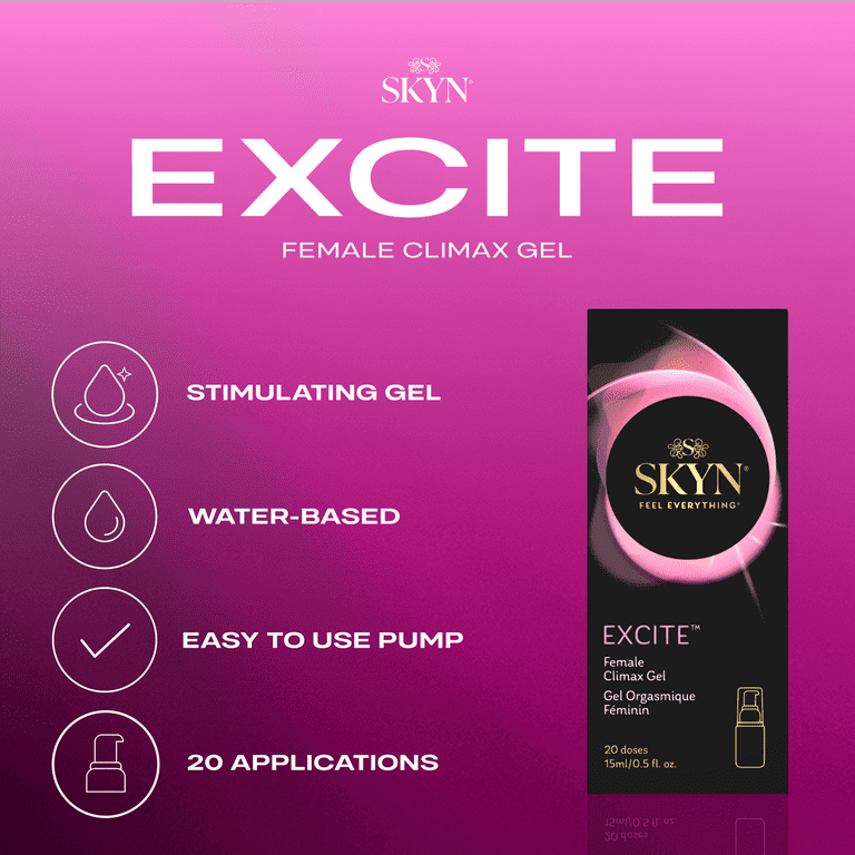 SKYN Excite Female Arousal Sensual Stimulating Massaging Gel Lotion, 20 Applications, 0.5 fl oz