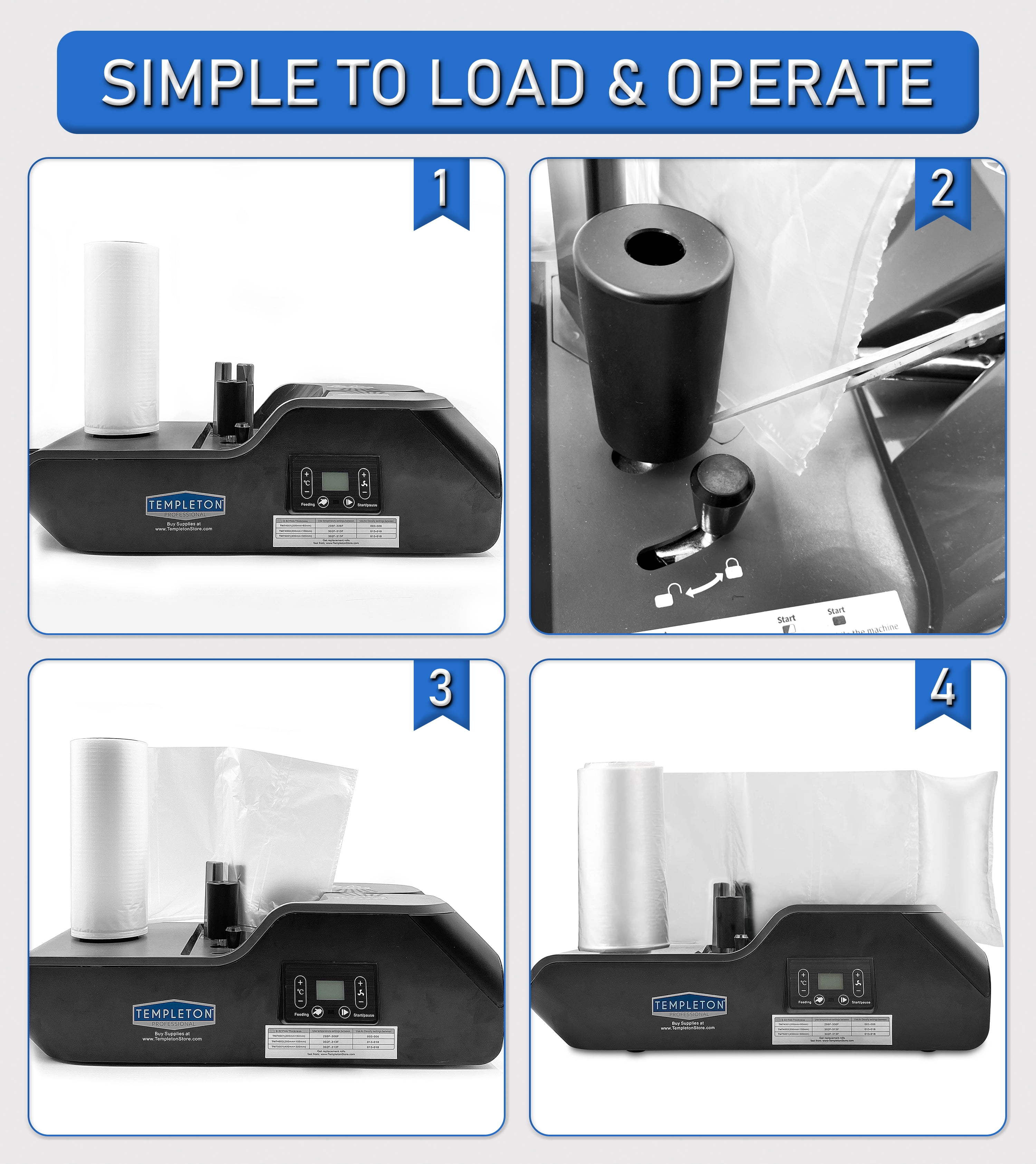 Templeton Pro TM740 Air Bubble Pillow Cushion High Output Packaging Machine with Film
