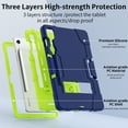 thumbnail image 3 of ELEHOLD Rugged Hybrid Case for Samsung Galaxy Tab S9 /S8 /S7 11 Inch, Tri-Layers Hard PC Soft Silicone Hidden Kickstand Anti-Scratch Shockproof Heavy Duty Case for Kids Men Women,Navyblue+Yellow, 3 of 9