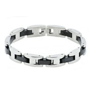 Arista Men's Fashionable Bracelet in Black Plated Solid Stainless Steel, 8"