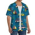 thumbnail image 4 of Balery Transportations with Buildings Men's Casual Button Down Shirt Short Sleeve Textured Summer Cuban Beach Shirts-4X-Large, 4 of 7
