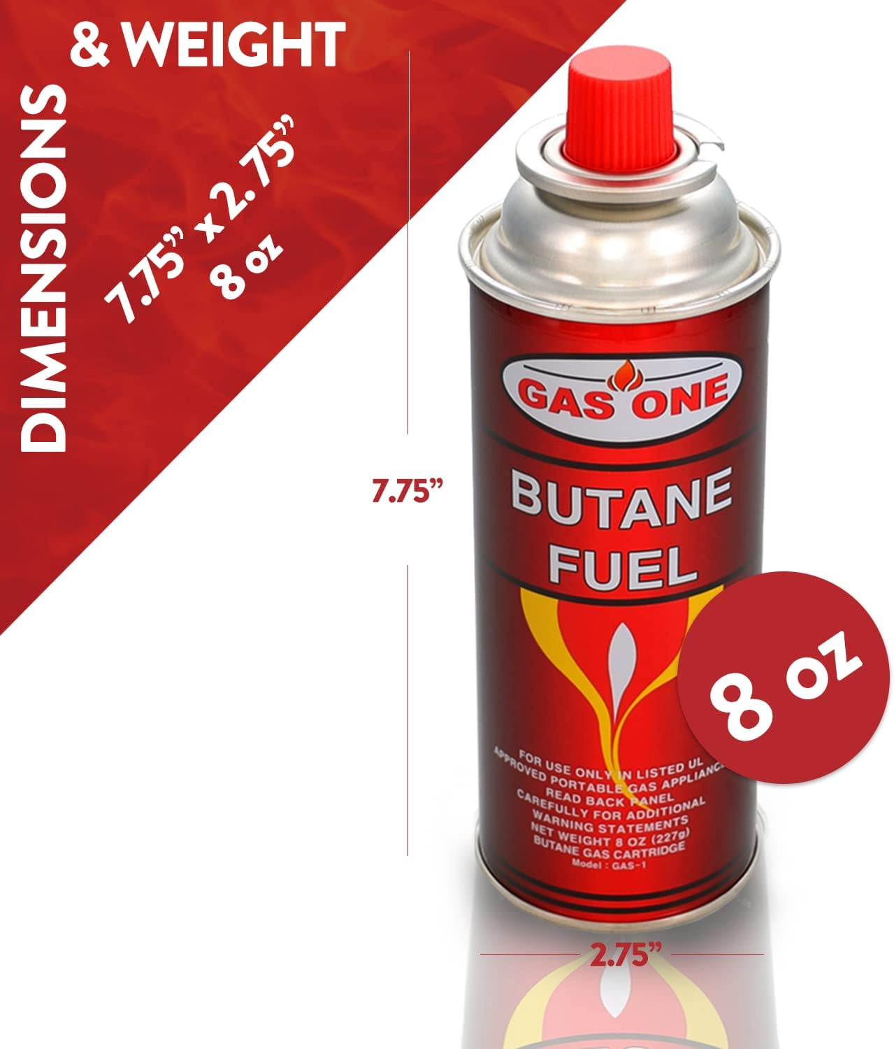 GasOne Butane Fuel Canister for Camping Stoves (12 Pack)