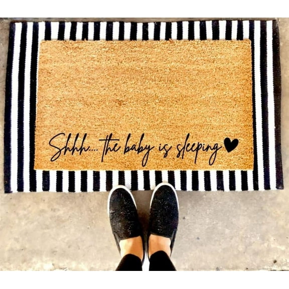 Shhh Baby is Sleeping Mats for Front Door Entry Front Porch Doormat Non-Slip Carpet Rugs Floor Mat Decorative for Home Bathroom Kitchen Indoor 18x30 Inch