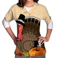 thumbnail image 4 of Camisas de Acción de Gracias Para Mujer, Manga Corta, Cuello en V, Ropa de Trabajo de Turquía, Blusa Con Bolsillos Odeerbi  ODB204029, 4 of 4